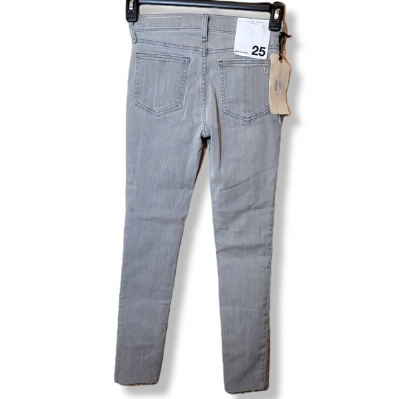 Rag & Bone Denim Burmese Gray Ankle Skinny Jean Raw Hem Sz 25 - Picture 4 of 10